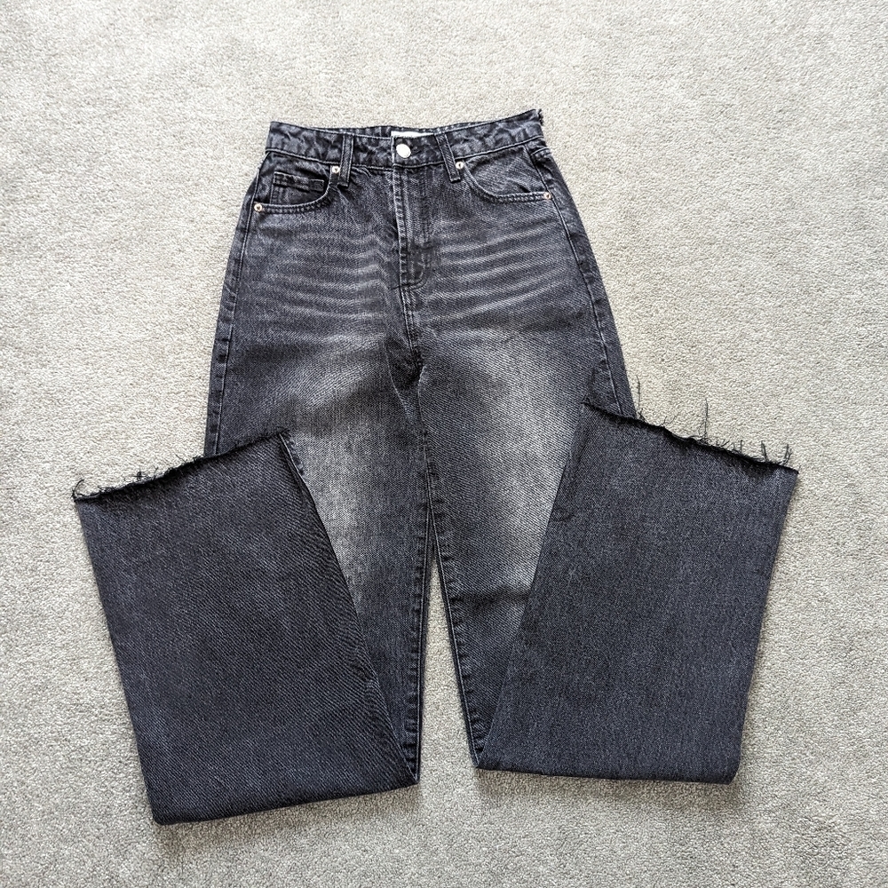 Juicy Couture Lunita black jeans size 26 raw hem high waist NEW